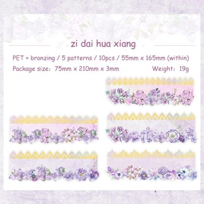 10 Sheets Lace Romance Series Flower Landscaping PET Sticker-JournalTale