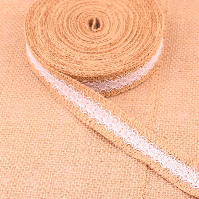 25mm 2m/Pack Natural Jute Burlap Lace-JournalTale