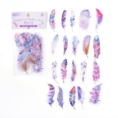 40pcs/pack PET Materials Feathers Series Stickers DIY Scrapbooking-JournalTale