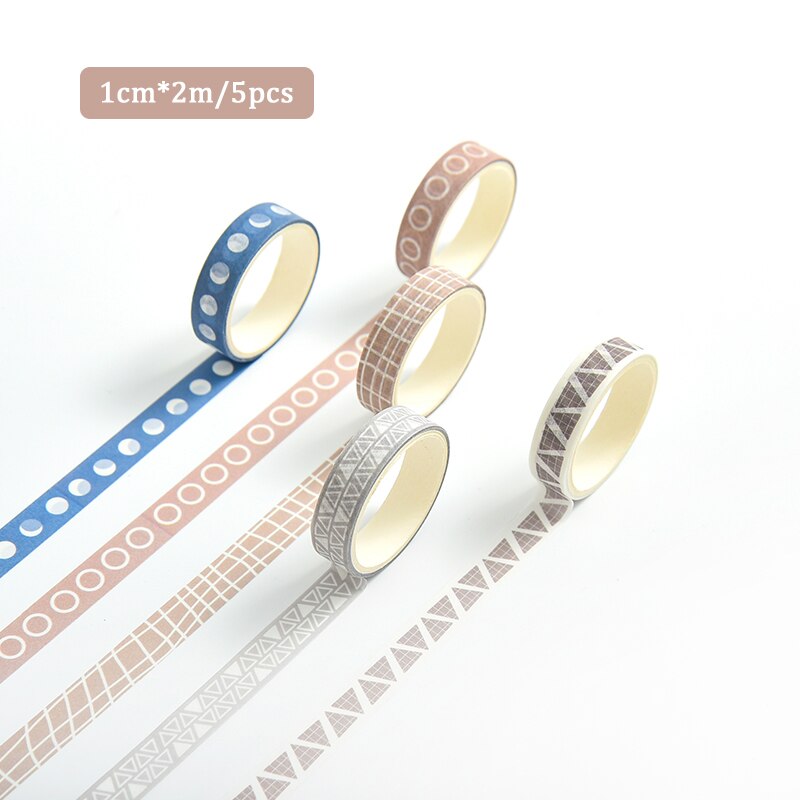 5pcs/set 10mmx2m Simple Grids Series Cute Washi Tape-JournalTale
