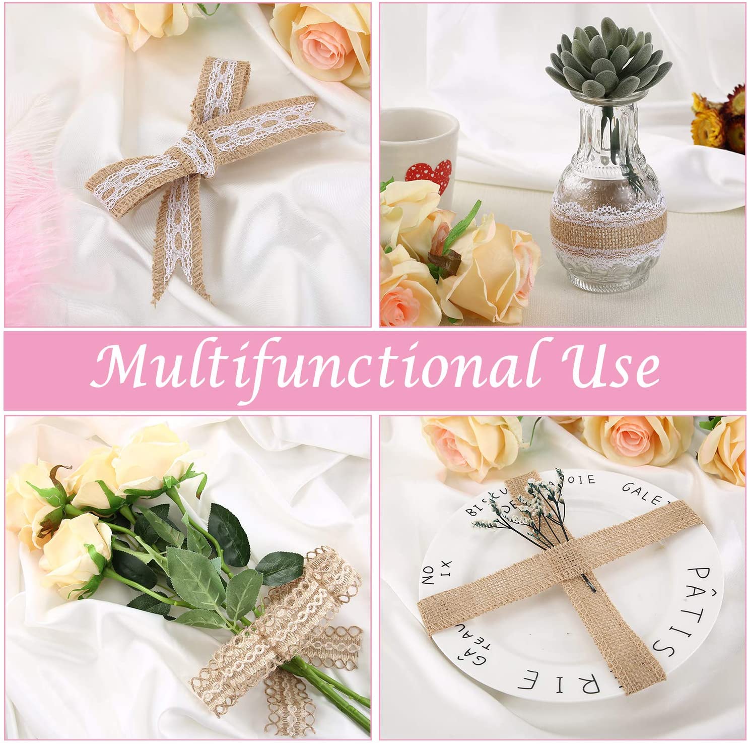 25mm 2m/Pack Natural Jute Burlap Lace-JournalTale