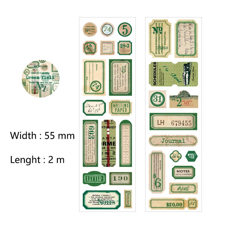 55mm*2m Vintage Letters Writable Tapes-JournalTale