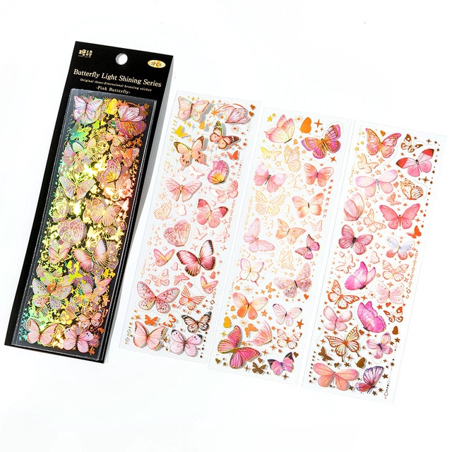 3pcs Colorful Butterfly PET Stickers Decorative Decals-JournalTale