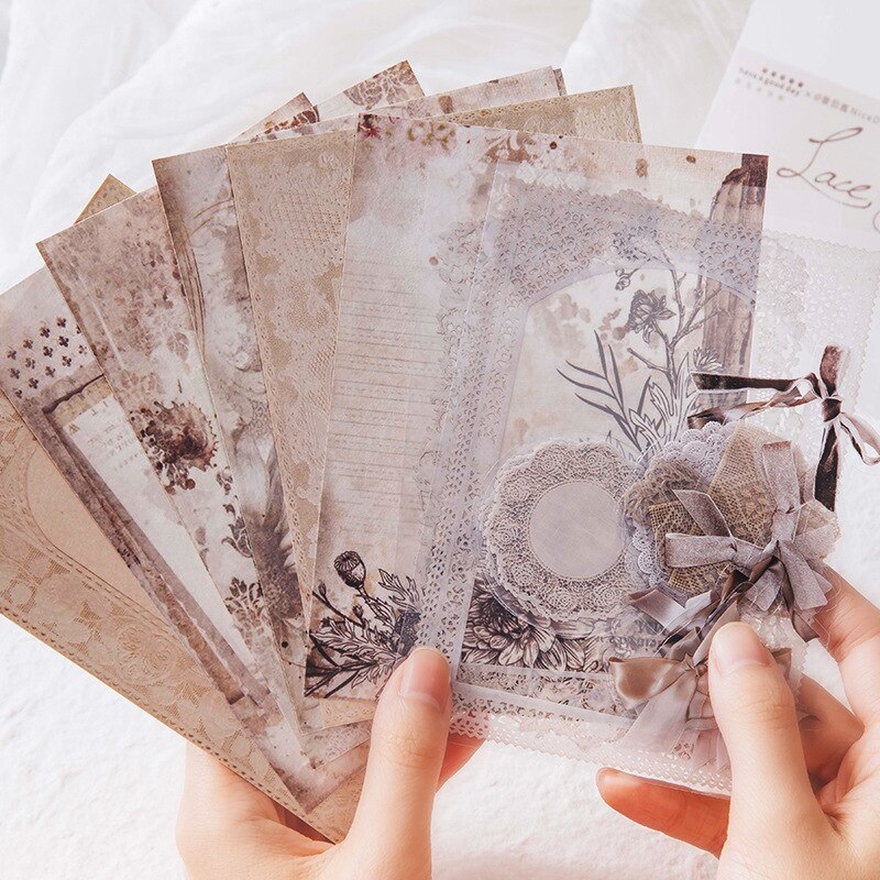 30 Sheets Lace Waltz Series Retro Multi-material Material Package-JournalTale