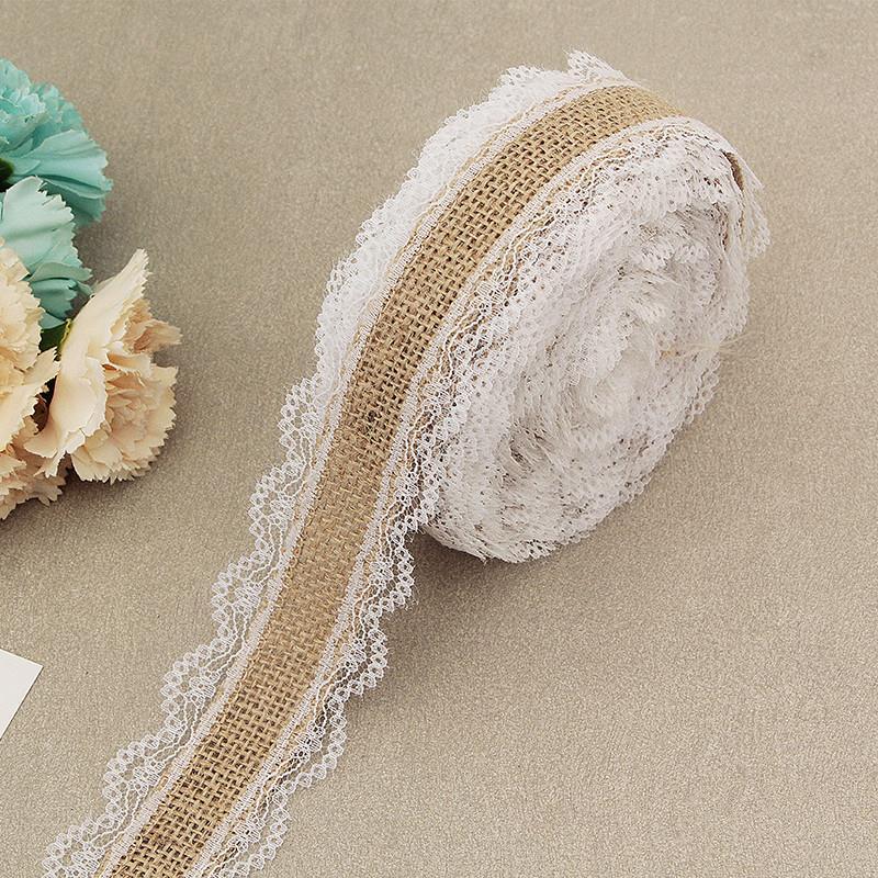 2Meter/Lot 25mm Natural Jute Burlap Hessian Lace-JournalTale