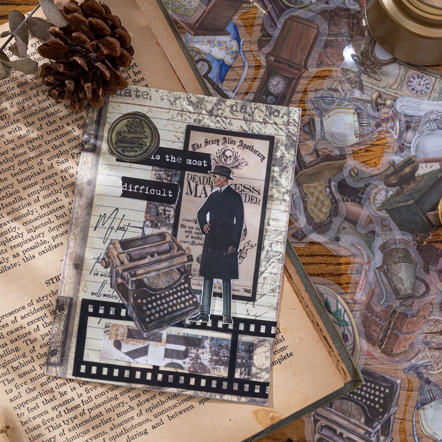 40pcs/pack Antique Style PET Stickers Decor Journal-JournalTale
