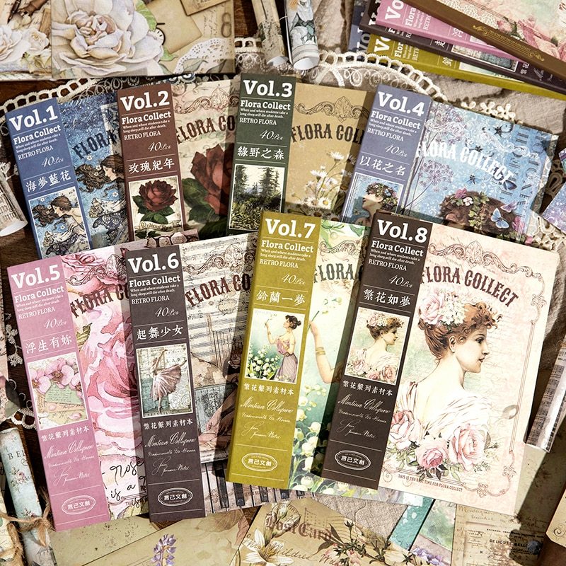 40 Unrepeated Large Size Vintage Material Paper Double-JournalTale