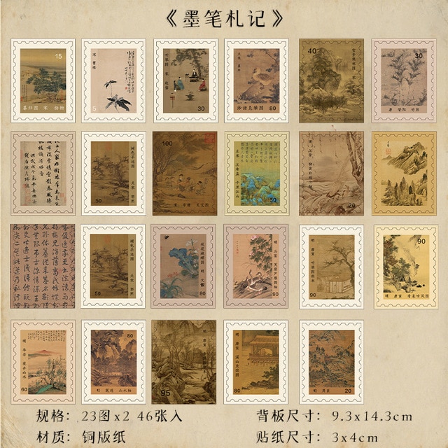 46 Pcs Vintage Flower Bird Washi Stickers Plant Decals Stamp-JournalTale