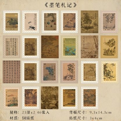 46 Pcs Vintage Flower Bird Washi Stickers Plant Decals Stamp-JournalTale