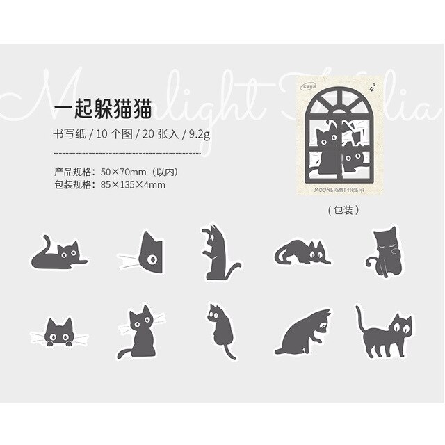 40pcs/1lot Scrapbook Sticker Moonlight Blacklia-JournalTale