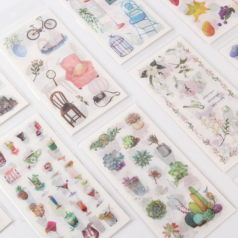 6 Sheets Succulent Floral Sticker Set-JournalTale