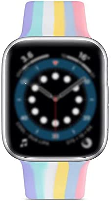 TwiHill Aplicável ao relógio Apple, cor de contraste arco-íris de silicone de uma volta com pulseira, pulseira de relógio nova da Apple, Apple watch 6/7 aplicável (38/40mm)-para appleSite oficial de vendas da TwiHill