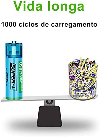 Pilhas AA TwiHill - Baterias de lítio duplo A recarregáveis por USB - Célula de bateria Li-ion - 1,5V / 1000mAH - Não são baterias NI-MH/NI-CD/alcalinas - Ecologicamente corretas e recicláveis - Sem efeito de memória-Site oficial de vendas da TwiHill