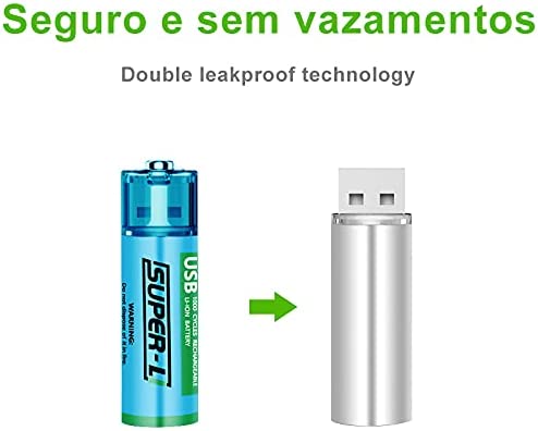 Pilhas AA TwiHill - Baterias de lítio duplo A recarregáveis por USB - Célula de bateria Li-ion - 1,5V / 1000mAH - Não são baterias NI-MH/NI-CD/alcalinas - Ecologicamente corretas e recicláveis - Sem efeito de memória-Site oficial de vendas da TwiHill
