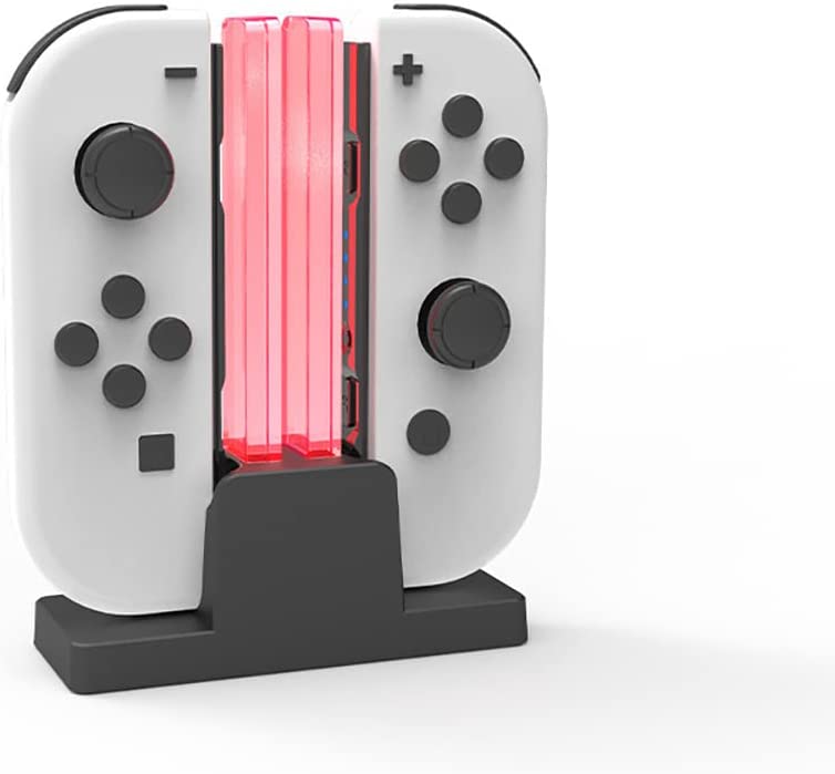 TwiHill O carregador duplo de manopla é adequado para Nintendo Switch OLED, carregador joycon de manopla esquerda e direita, carregador de feixe de luz colorido dois em um, acessórios Nintendo Switch-Site oficial de vendas da TwiHill