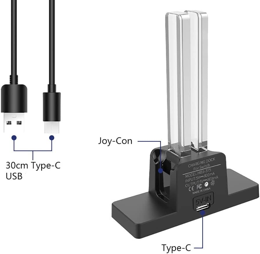 TwiHill O carregador duplo de manopla é adequado para Nintendo Switch OLED, carregador joycon de manopla esquerda e direita, carregador de feixe de luz colorido dois em um, acessórios Nintendo Switch-Site oficial de vendas da TwiHill