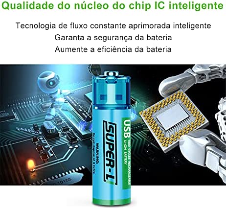 Pilhas AA TwiHill - Baterias de lítio duplo A recarregáveis por USB - Célula de bateria Li-ion - 1,5V / 1000mAH - Não são baterias NI-MH/NI-CD/alcalinas - Ecologicamente corretas e recicláveis - Sem efeito de memória-Site oficial de vendas da TwiHill