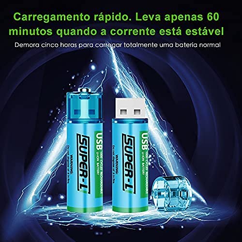 Pilhas AA TwiHill - Baterias de lítio duplo A recarregáveis por USB - Célula de bateria Li-ion - 1,5V / 1000mAH - Não são baterias NI-MH/NI-CD/alcalinas - Ecologicamente corretas e recicláveis - Sem efeito de memória-Site oficial de vendas da TwiHill