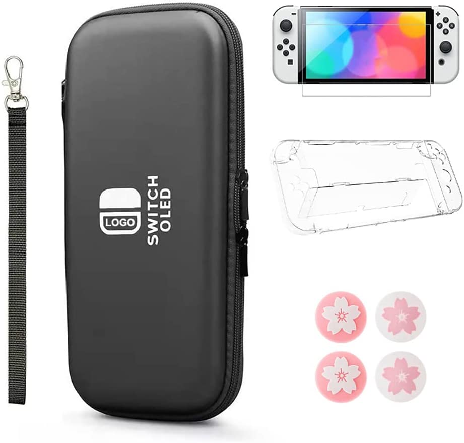 Conjunto de bolsa de armazenamento para console de jogos Switch OLED, com bolsa de armazenamento/saco de proteção/filme temperado/casca de cristal/acessórios de tampa de silicone-TwiHill