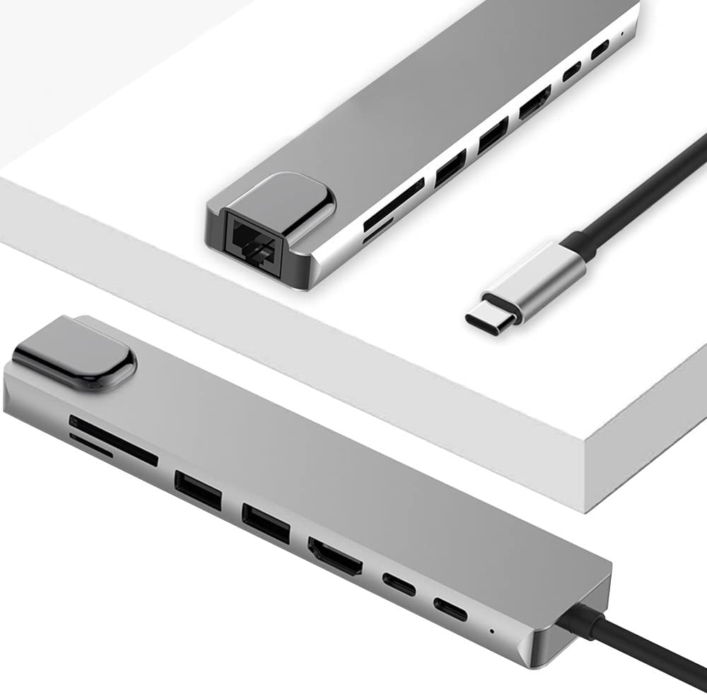 TwiHill oito em um tipo-c estação de encaixe usb c para hdmi leitor de cartão de porta de rede PD hub de expansão de computador (8in1)-Site oficial de vendas da TwiHill