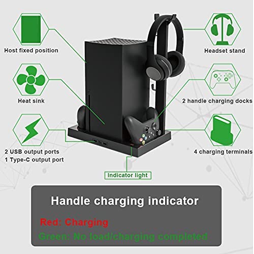 TwiHill a base do ventilador de resfriamento do host é adequada para Xbox Series X, suporte de armazenamento de fone de ouvido Xbox Series X, carregador de contato, acessórios Xbox Series X-Site oficial de vendas da TwiHill