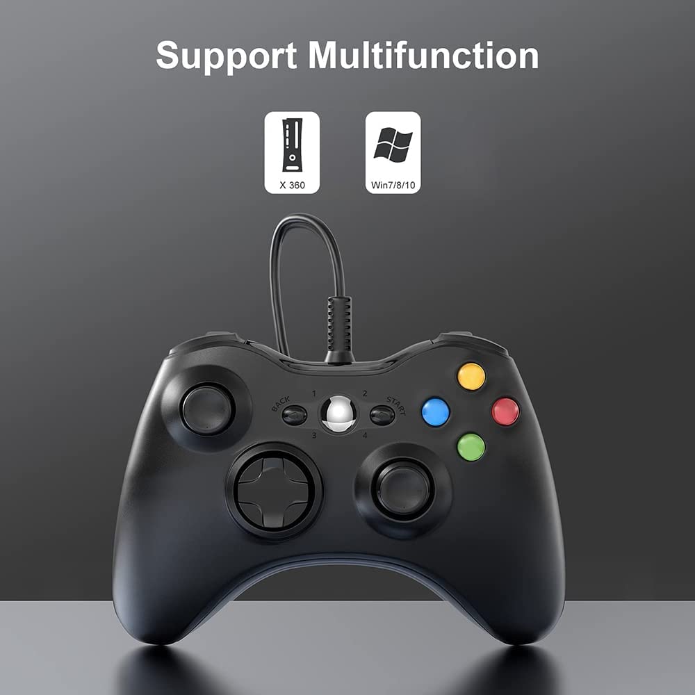 Controlador de PC com fio compatível com Xbox 360/Xbox 360 Slim/PC Windows 10/8/7 Preto-Site oficial de vendas da TwiHill