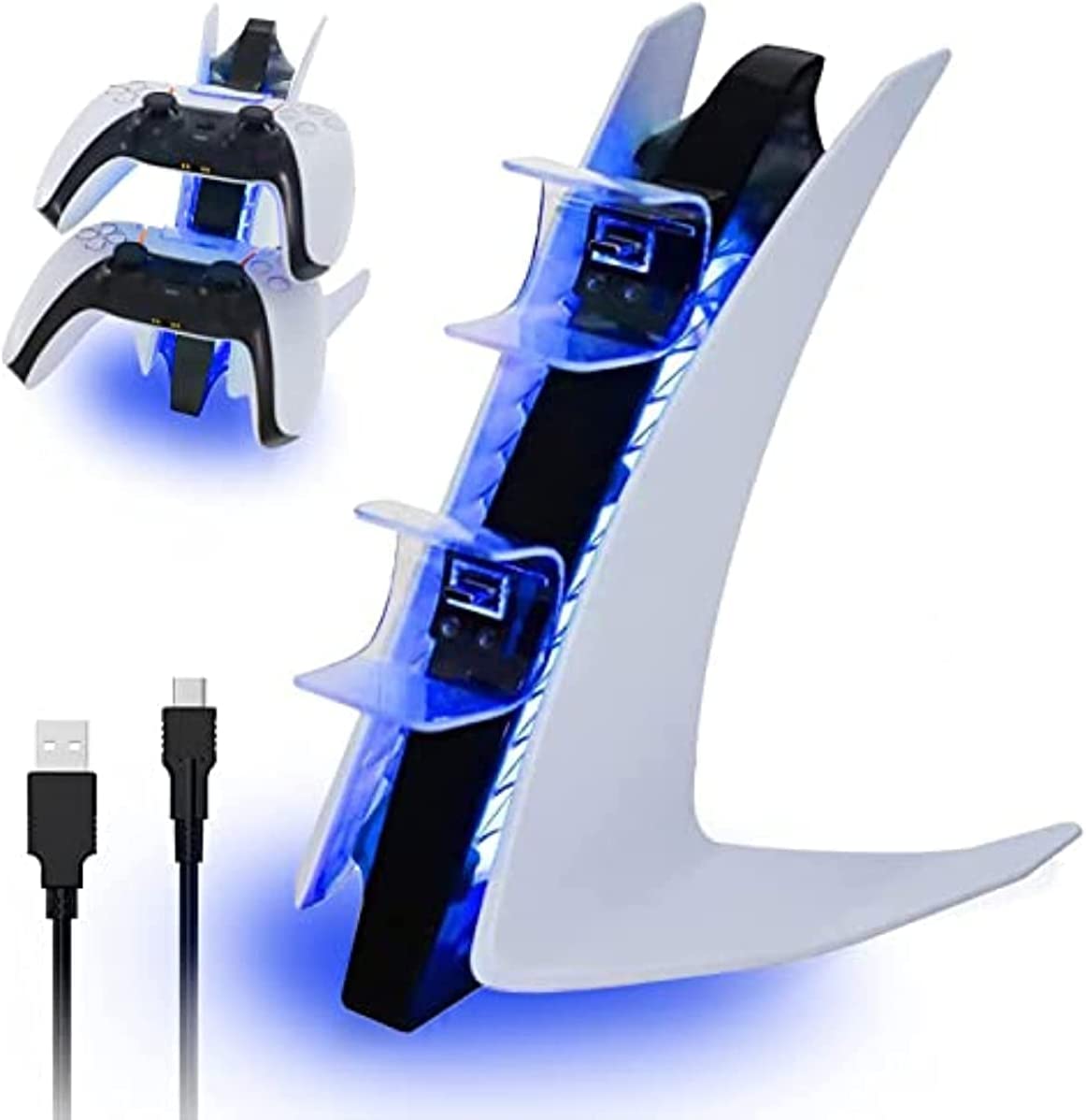 TwiHill Carregador para PS5 com duas portas USB C, base de carregamento rápido USB dupla para Playstation 5 Dualsense Controller-Site oficial de vendas da TwiHill