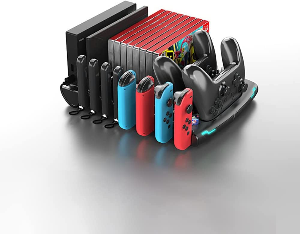 TwiHill Adequado para base de carregamento multifuncional Nintendo Switch OLED, controlador de jogo joy-con + PRO, carregador elf ball e cartão de jogo de armazenamento-TwiHill