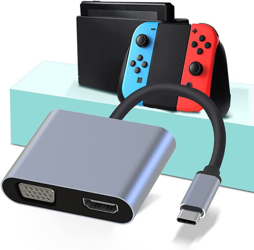 TwiHill compatível com Nintendo SWITCH, estação de acoplamento HUB quatro em um, exibição simultânea HDMI2.0 HD 4K VGA-TwiHill
