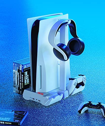 TwiHill Base de resfriamento de ventilador multifuncional é adequada para console de jogos PS5, PS5 identificador de carregamento duplo com suporte de armazenamento de cassete-Site oficial de vendas da TwiHill