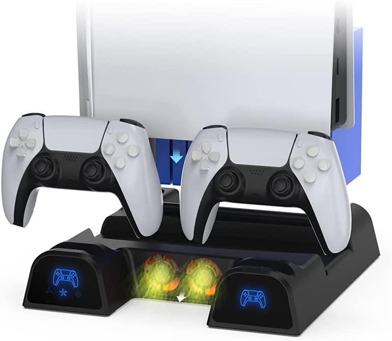 Suporte TwiHill para PS5 com ventilador de refrigeração e carregador de controlador, organizador de rack ps5 rgame-Site oficial de vendas da TwiHill