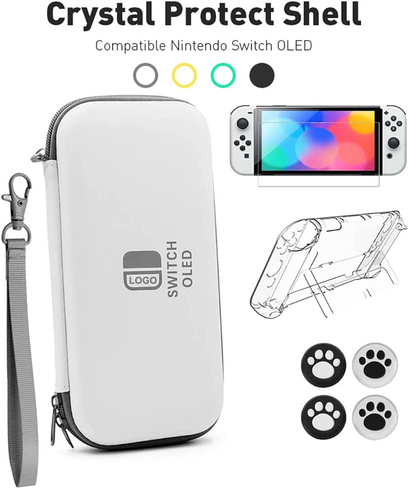 Conjunto de bolsa de armazenamento para console de jogos Switch OLED, com bolsa de armazenamento/saco de proteção/filme temperado/casca de cristal/acessórios de tampa de silicone-TwiHill