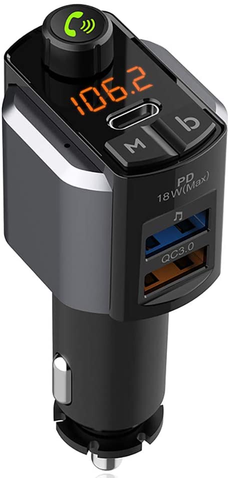 TwiHill Car Bluetooth Mp3 Player, Efeito de som BASS de um botão, Chamada mãos-livres Bluetooth Transmissor de FM para carro, Carregamento rápido inteligente Mp3 Multifuncional Player portátil-para CarroSite oficial de vendas da TwiHill