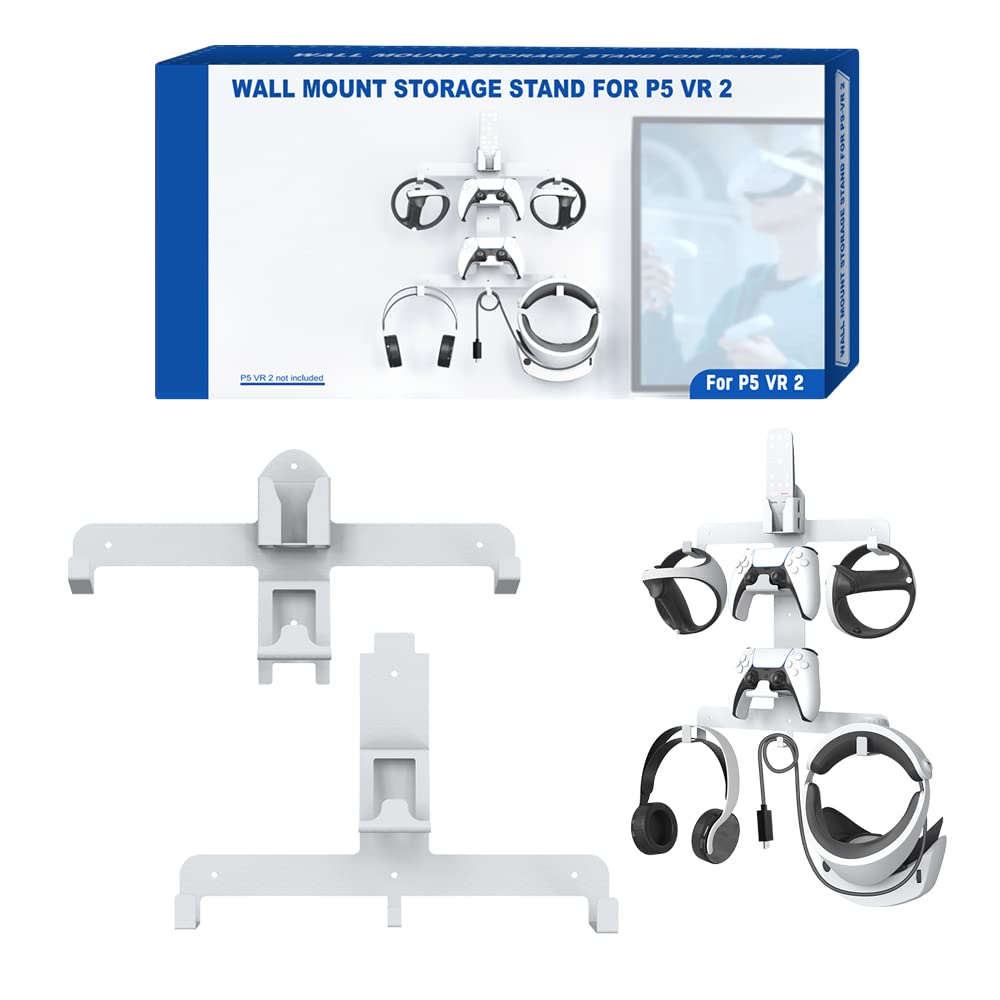 Suporte de montagem em parede TwiHill para PS5 PS VR2, kit de montagem em parede tudo em 1 com suporte para controlador Playstation 5, controladores PS VR 2 Sense e suporte para fones de ouvido-Site oficial de vendas da TwiHill