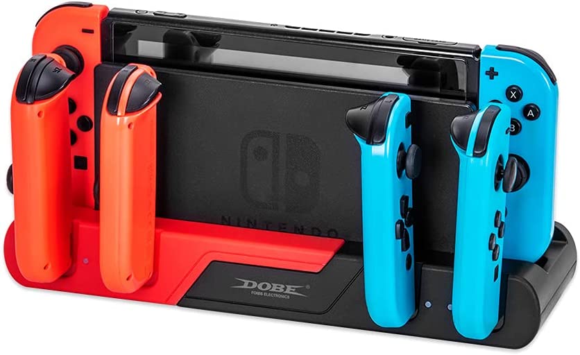 TwiHill a base de carregamento é adequada para joycon Nintendo Switch. Joycon vermelho e azul pequeno alça quatro base de carregamento, carregador Nintendo Switch esquerdo e direito gamepad-TwiHill
