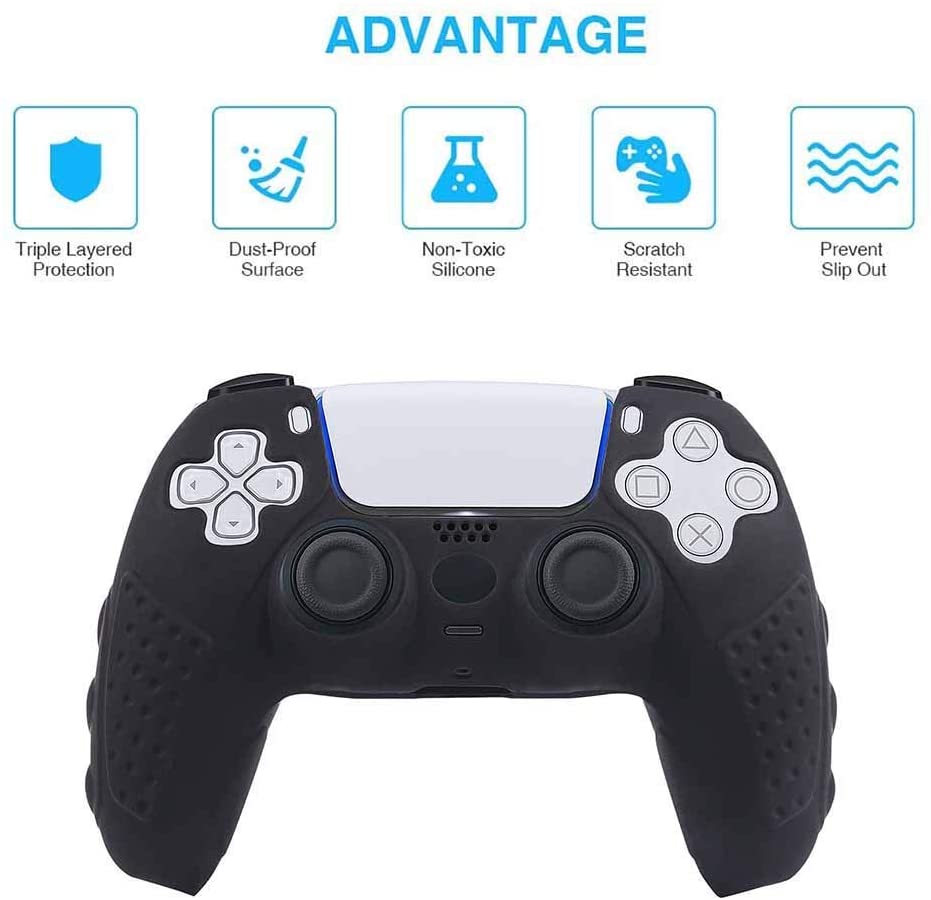 A capa protetora de silicone TwiHill é adequada para acessórios antiderrapantes PS5, PS5-para PS5