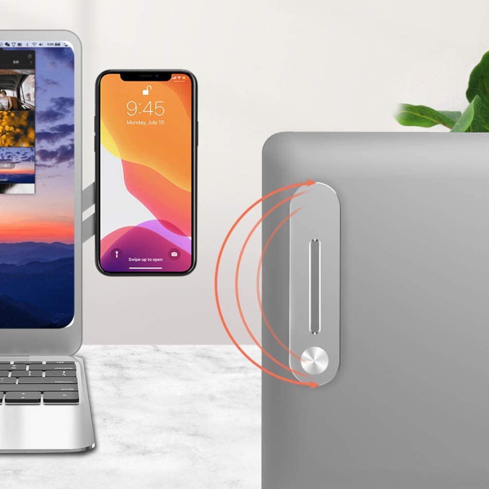 TwiHill Suporte magnético para laptop com clipe na lateral com suporte de telefone, suporte de expansão de telefone para computador, laptop, tablet (prata)-Site oficial de vendas da TwiHill