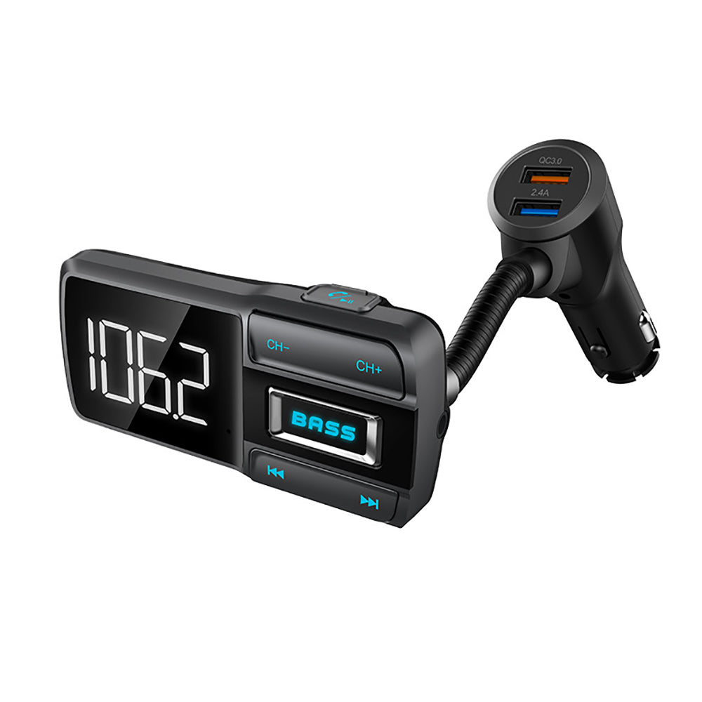 Transmissor FM Bluetooth Bass Booster V5.0 Adaptador de rádio Bluetooth Leitor de música sem fio Carregador de carro-para CarroSite oficial de vendas da TwiHill