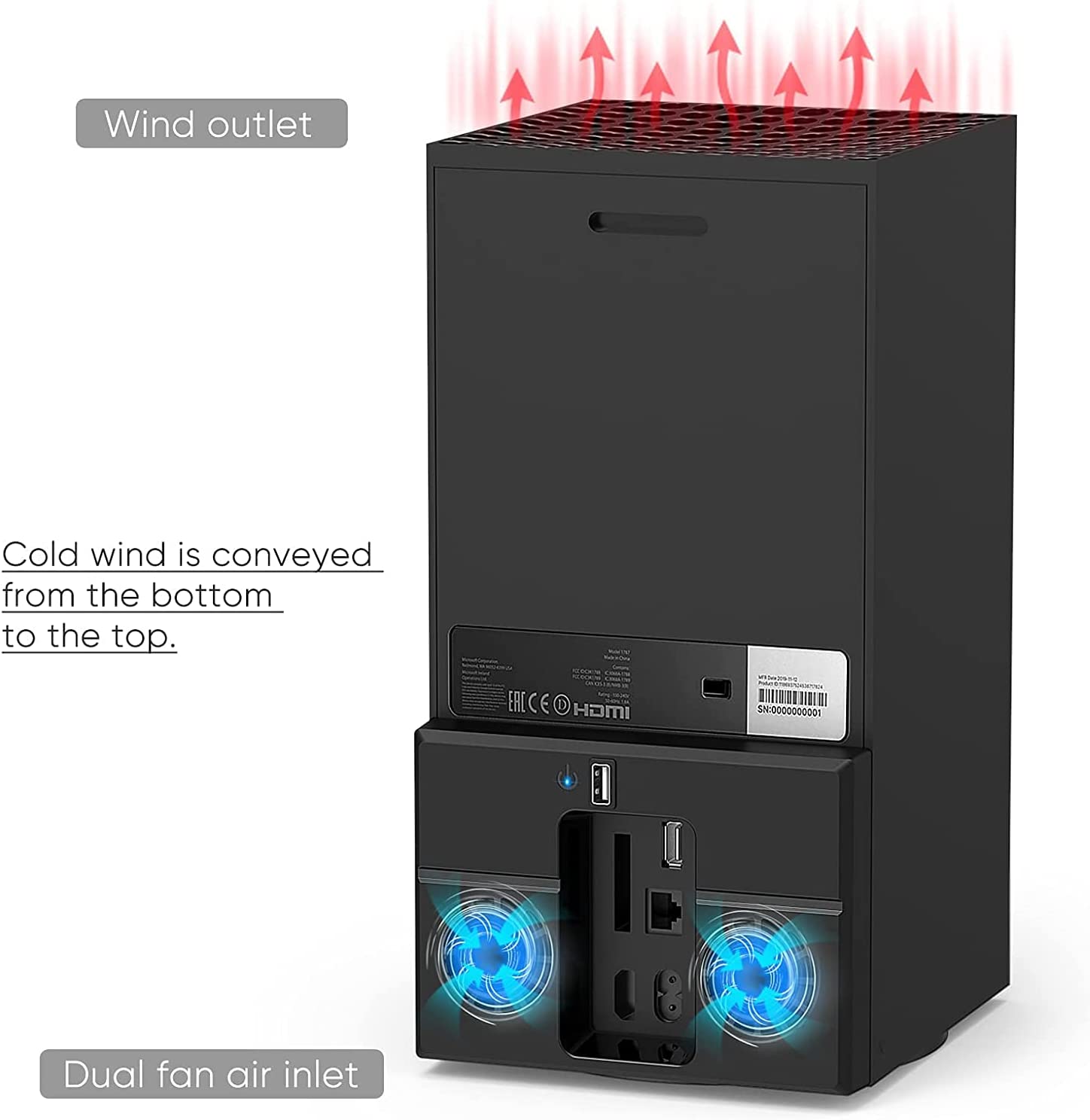 TwiHill Ventilador de resfriamento USB para console Xbox Series X, sistema de resfriamento para Xbox Series X com 2 ventiladores de refrigeração e porta USB 2.0 - somente para Xbox Series X-Site oficial de vendas da TwiHill