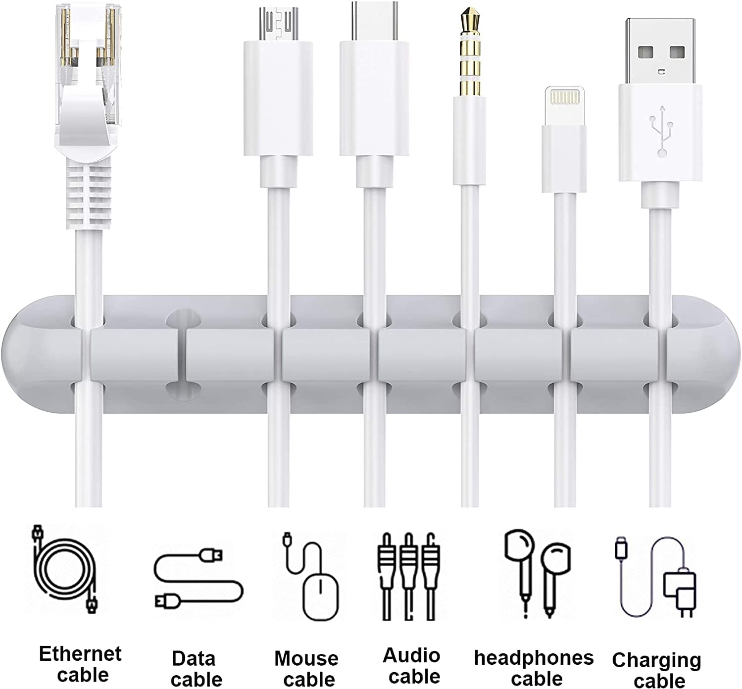 Clipes de suporte de cabo TwiHill, pacote de 3 clipes organizadores de cabo de gerenciamento de cabos Silicone autoadesivo para desktop Cabo de carregamento USB Mesa de cabeceira Cabo de alimentação Cabo de mouse Fio PC Office Home-Site oficial de vendas da TwiHill