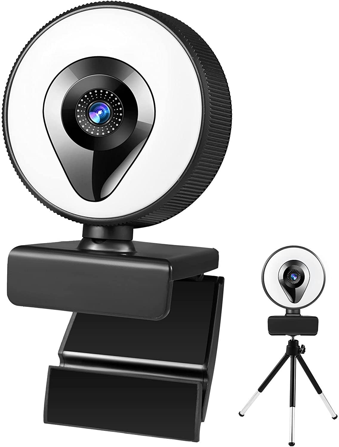 TwiHill webcam 2k / 4k, câmera de computador com foco automático 1080p, USB de toque de alta definição, com luz de preenchimento de LED, câmera super grande angular de 110 °, Inclui tripé-para PCSite oficial de vendas da TwiHill