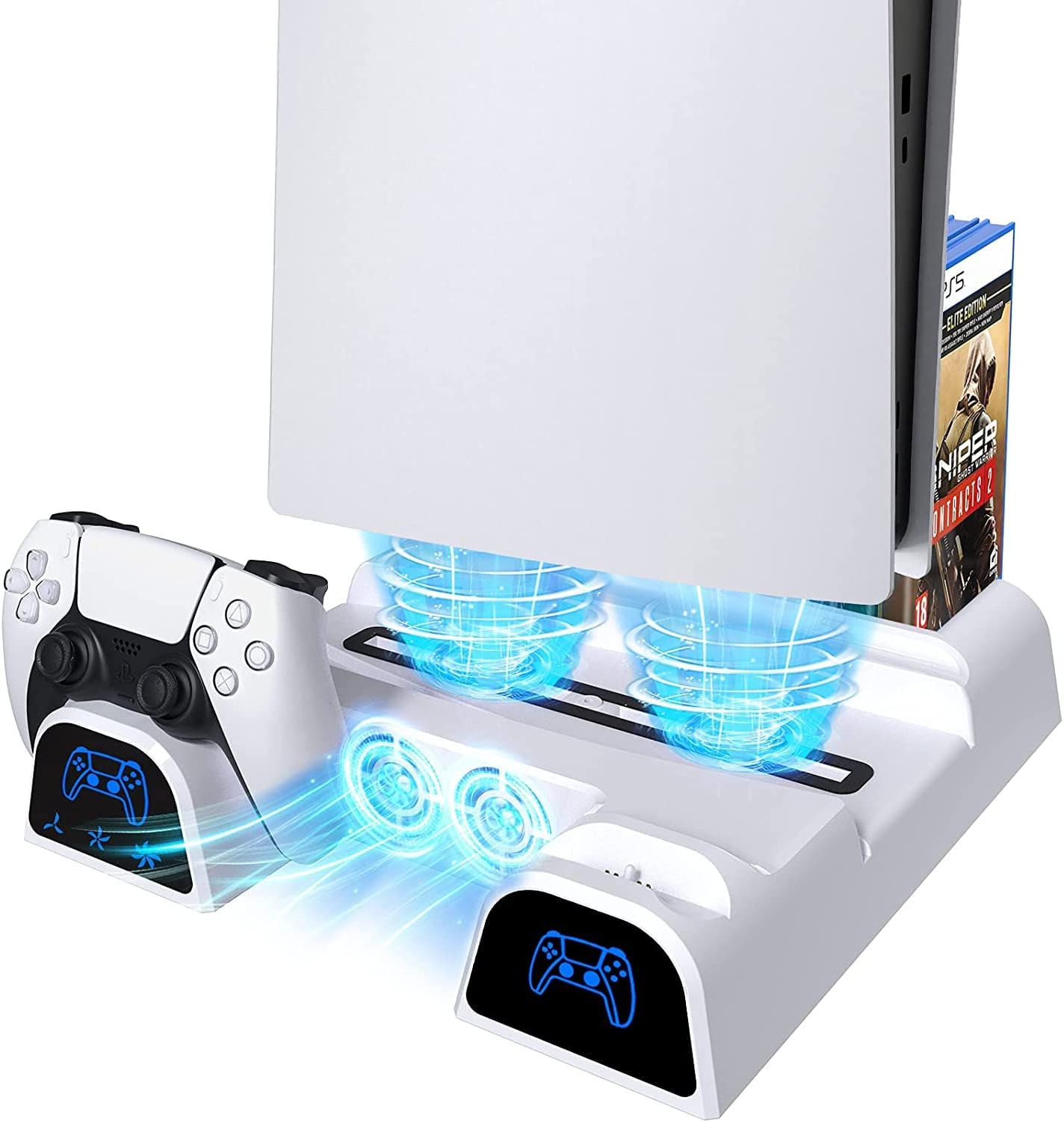 Suporte TwiHill para PS5 com ventilador de refrigeração e carregador de controlador, organizador de rack ps5 rgame-Site oficial de vendas da TwiHill