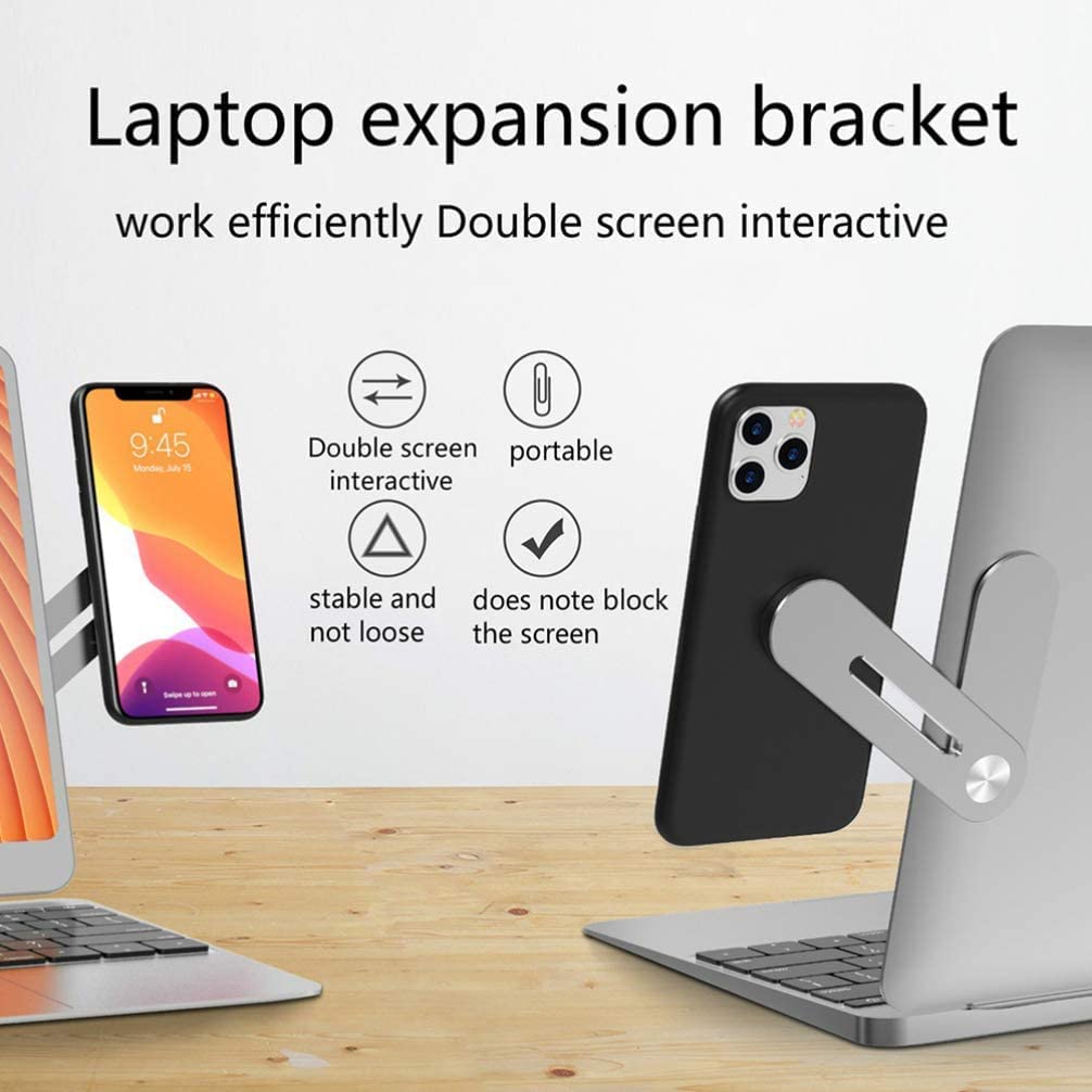 TwiHill Suporte magnético para laptop com clipe na lateral com suporte de telefone, suporte de expansão de telefone para computador, laptop, tablet (prata)-Site oficial de vendas da TwiHill