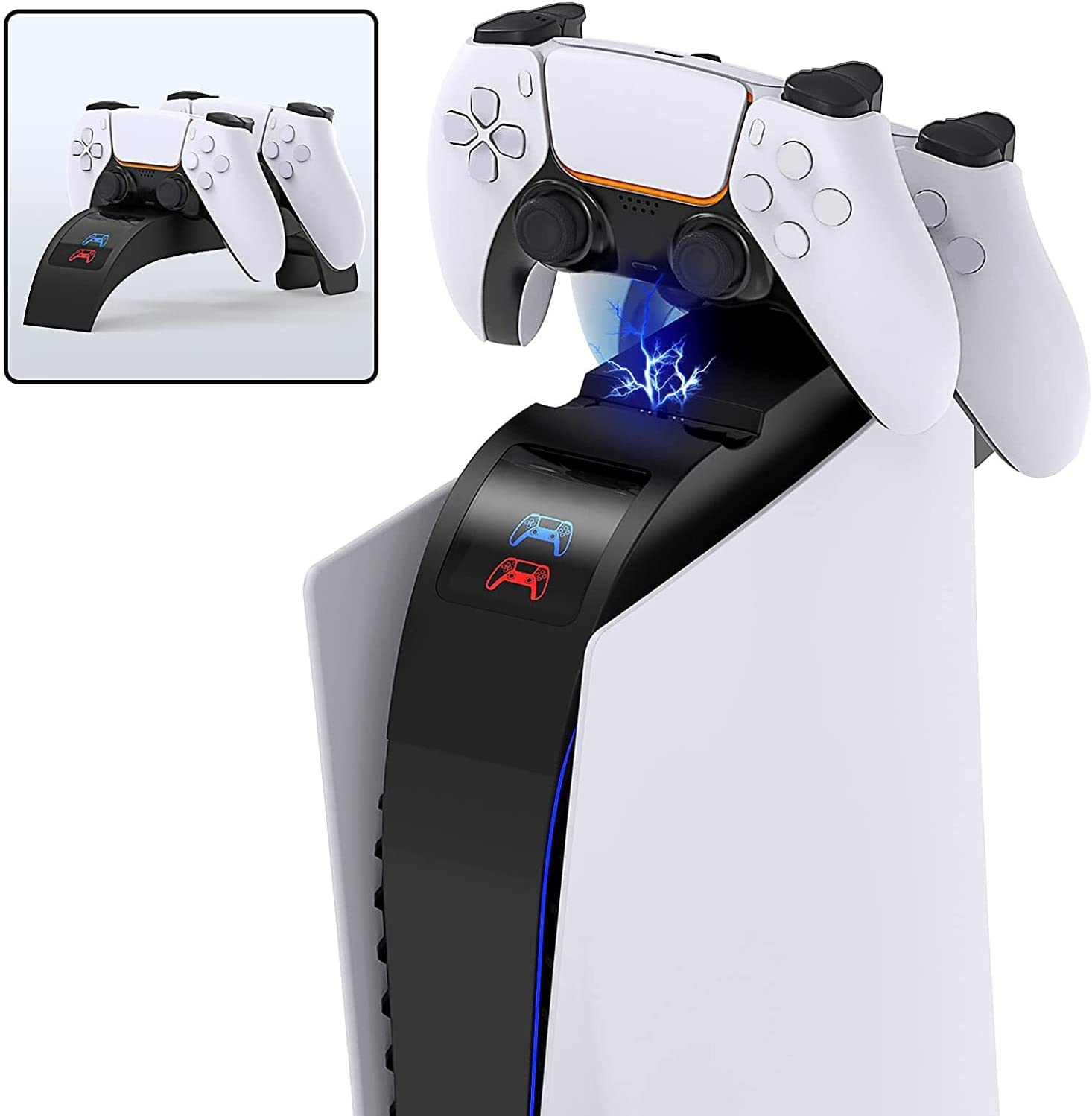 TwiHill Carregador de gamepad sem fio Rainbow Bridge para PS5, carregador de gamepad PS5 com luz LED, acessórios PS5-Site oficial de vendas da TwiHill