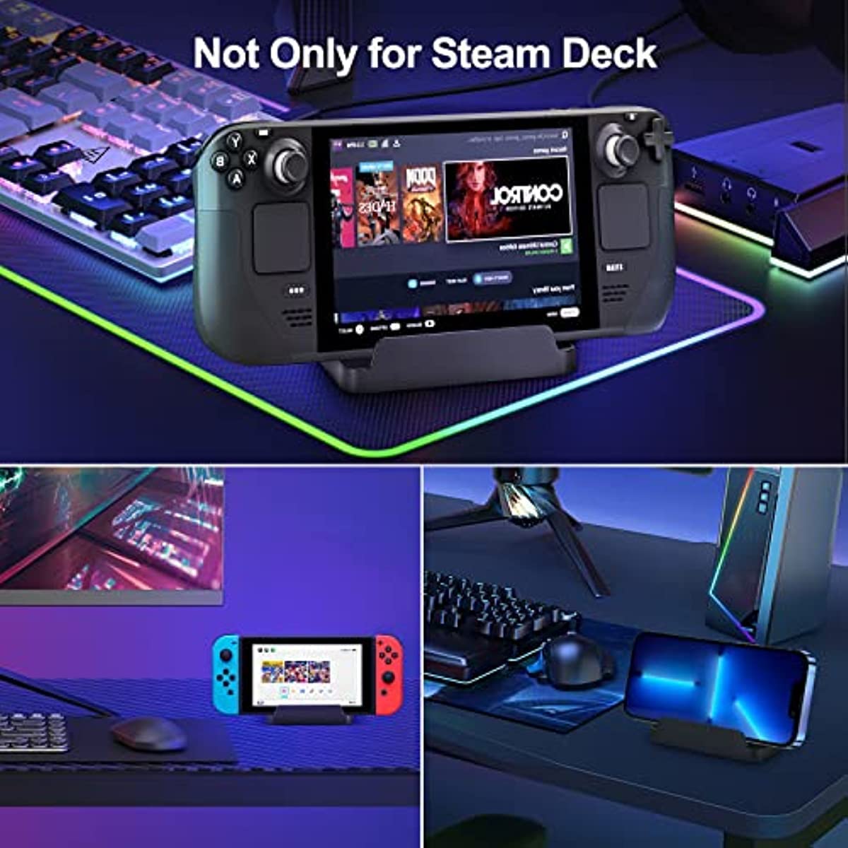 Base de suporte para Valve Steam Deck 2021, Steam Deck Dock com almofada de silicone antiderrapante (PRETO)-Site oficial de vendas da TwiHill