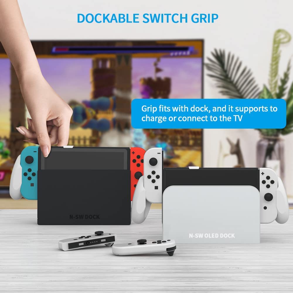 TwiHill Adequado para Nintendo Switch/Switch OLED pega antideslizante, pode ser inserido no suporte da base, pega antiderrapante do console dois em um, Nintendo Switch OLED Acessórios-TwiHill