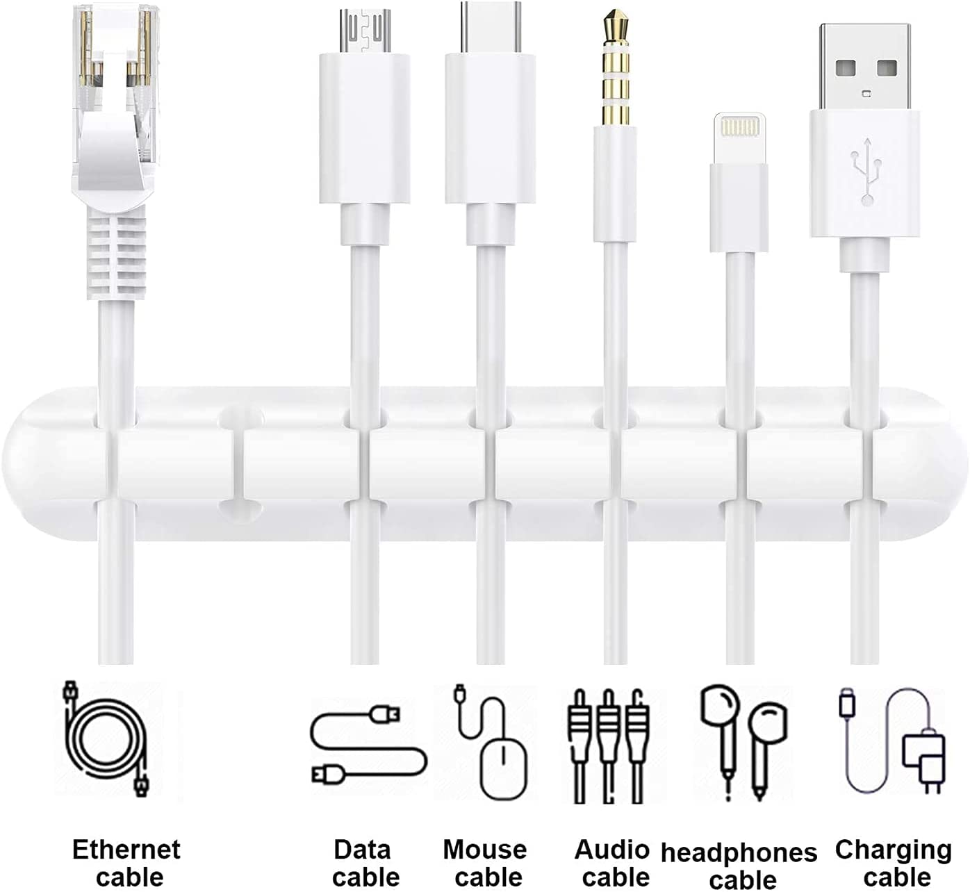 Clipes de suporte de cabo TwiHill, pacote de 3 clipes organizadores de cabo de gerenciamento de cabos Silicone autoadesivo para desktop Cabo de carregamento USB Mesa de cabeceira Cabo de alimentação Cabo de mouse Fio PC Office Home-Site oficial de vendas da TwiHill