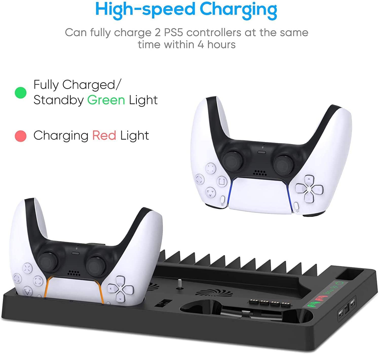 Suporte de carregamento com ventilador de resfriamento para console e controlador de edição digital PS5 / PS5, estação de carregamento vertical com 15 slots de jogo-Site oficial de vendas da TwiHill