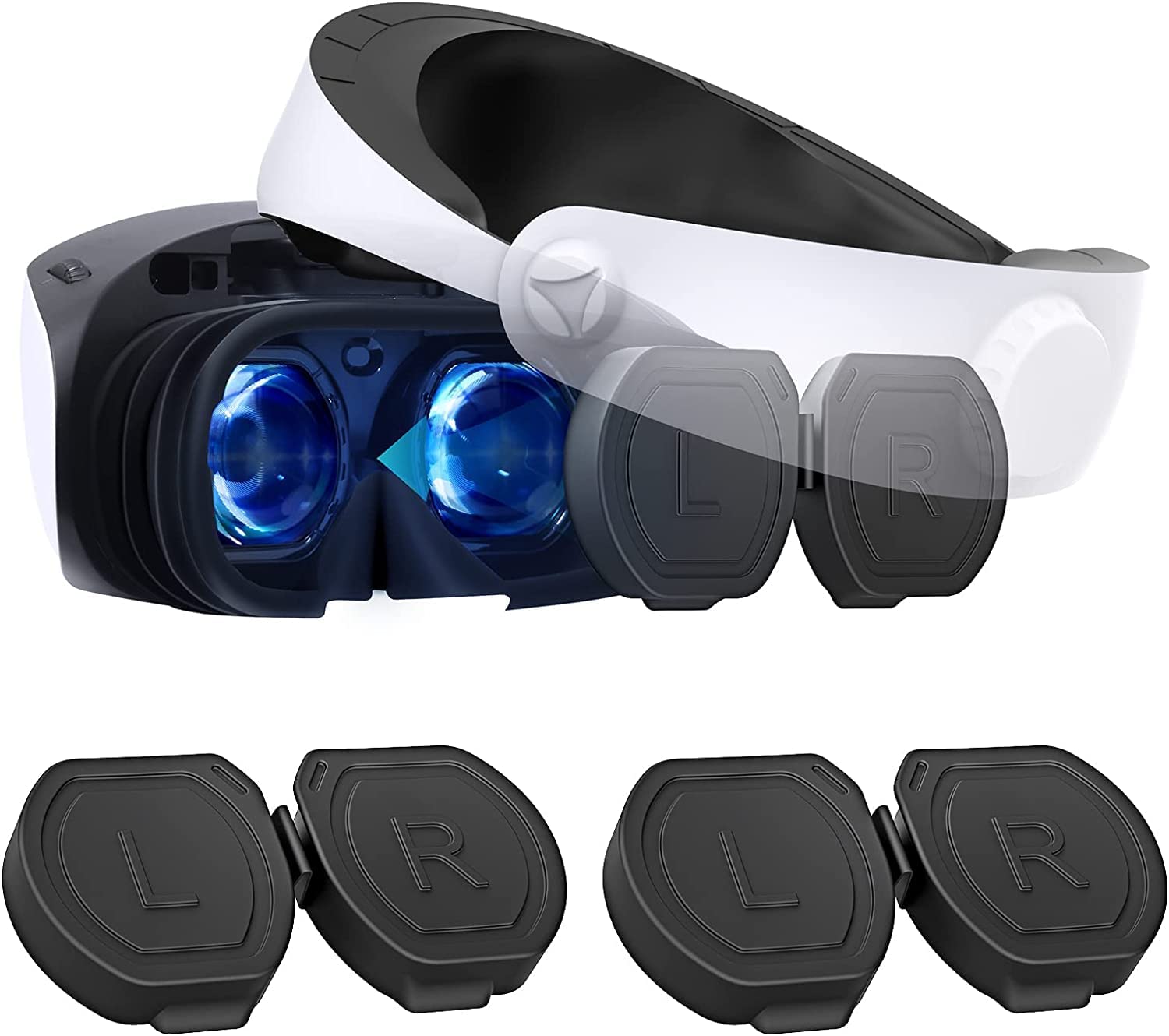 Capa protetora de lente para PS VR2, tampa protetora de silicone com 2 unidades para óculos PlayStation VR2, fácil de lavar e secar ao ar livre, à prova de poeira, anti-riscos e anti-gordura, acessórios de luz para lentes PlayStation VR2-para PS VR2