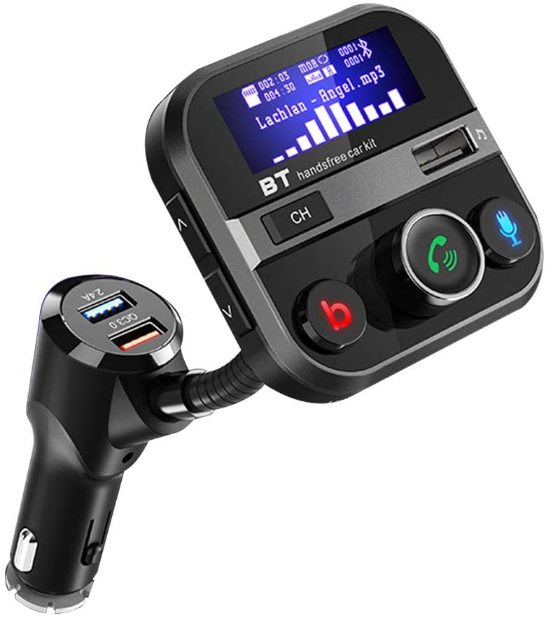 TwiHill Car Bluetooth 5.0 Transmissor FM Kit Mãos Livres para Desligamento Automático e Ativação Possível Música Suporte GPS com Saída de Voz-para CarroSite oficial de vendas da TwiHill